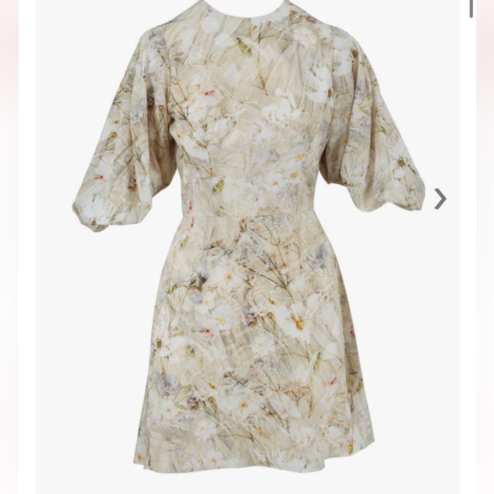 Alexander McQueen Ophelia Print Ivory Crepe De Chine Poet Dress